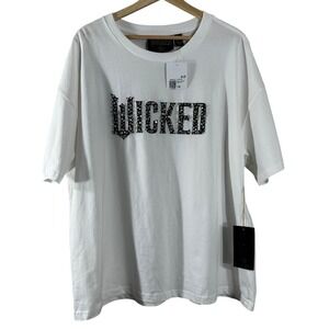 Wicked x Forever 21 Plus White Rhinestone Logo Graphic T-Shirt Size 1X NEW
